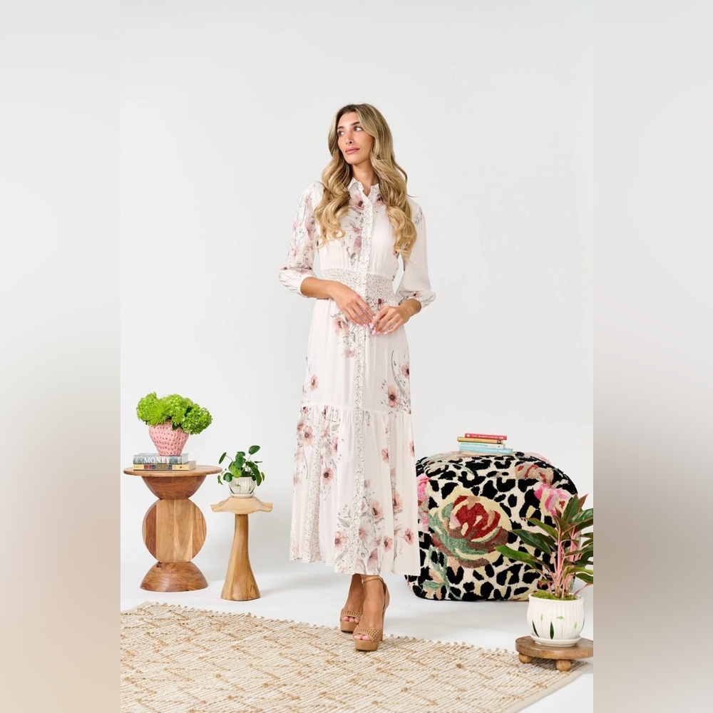 Paper Parachute Floral Shirred Waist Maxi Dress